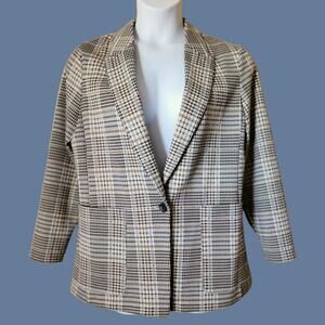 Neutral Tone Plaid Boxy Blazer Size 16 from H&M